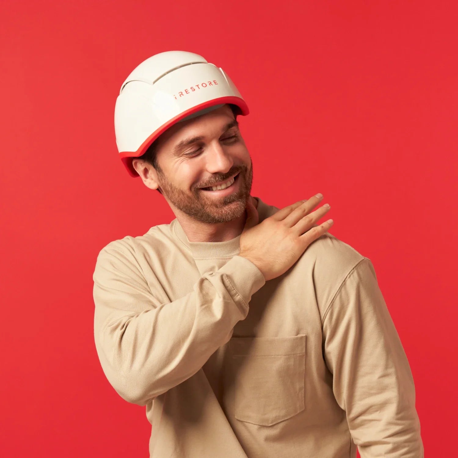 Image of a middle aged man wearing the Professional hair device.