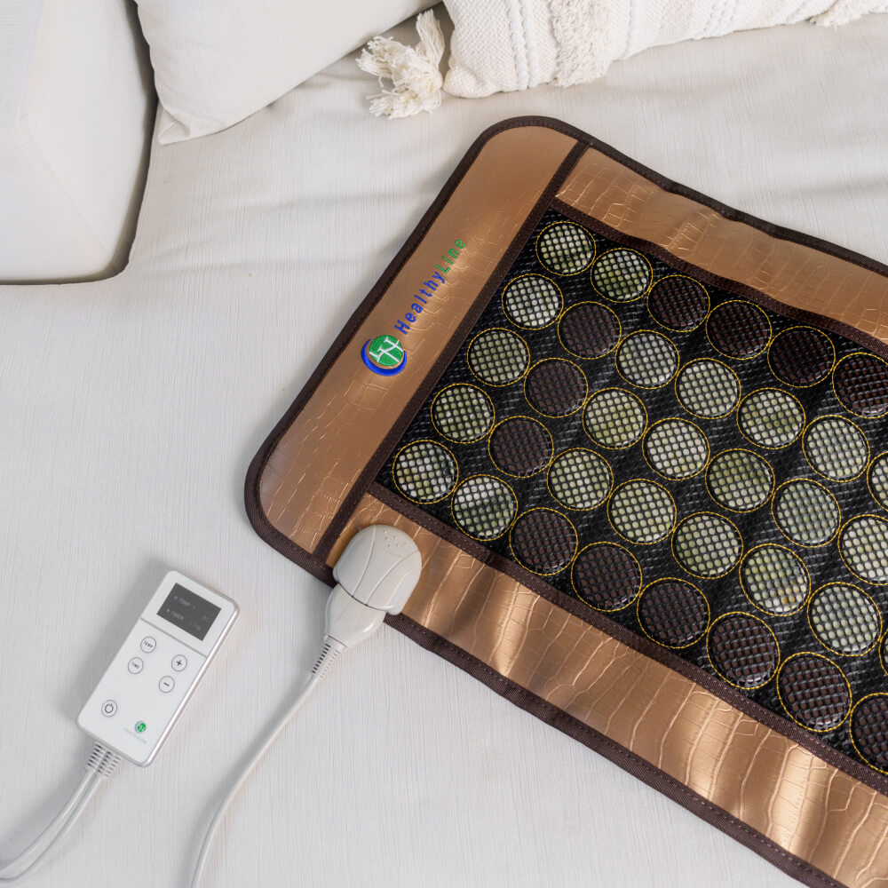 Mesh Series hot stone grounding mat with natural gemstones