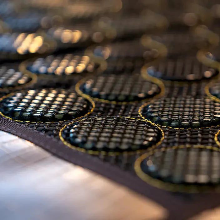 Close-up view of HealthyLine mat showing infrared and PEMF activation